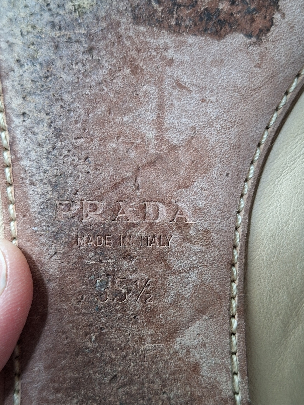 Prada Leather Loafers Flats Beige EU 35.5 US 5 / 5.5 Made in Italy - Picture 8 of 8